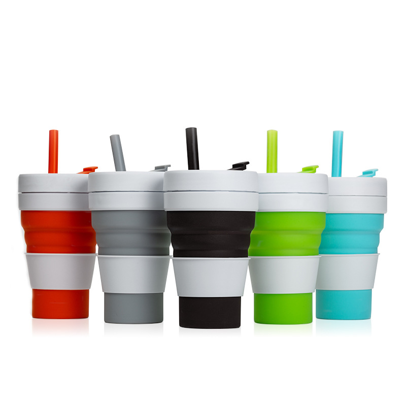 1pc 12oz Foldable Coffee Cup, Silicone Material, Portable Cup For